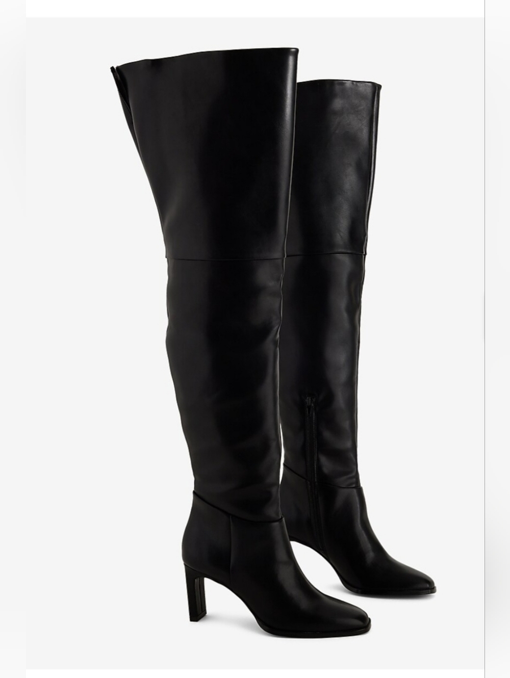 Over-the-Knee Black Leather Boots - Women's